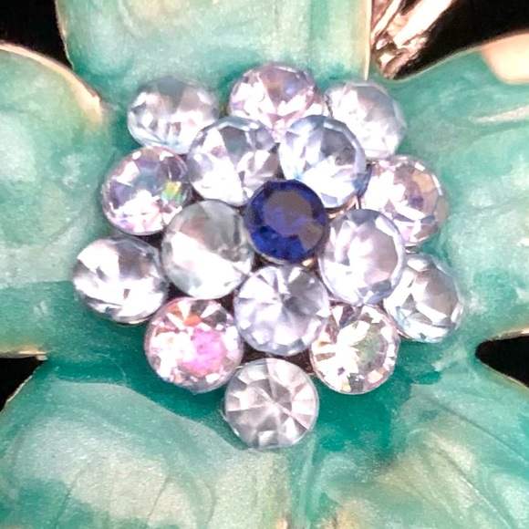 Crystal Sequins Rhinestones Brooch Enamel Flower Crystal Bloom Shiny Romantic - Picture 3 of 14